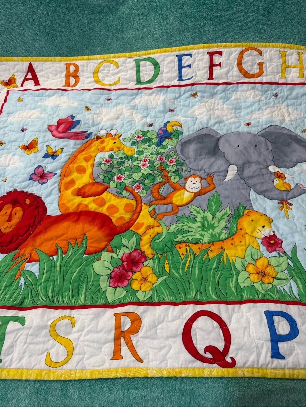 Colorful Jungle Animal Alphabet Multi-Use Quilt